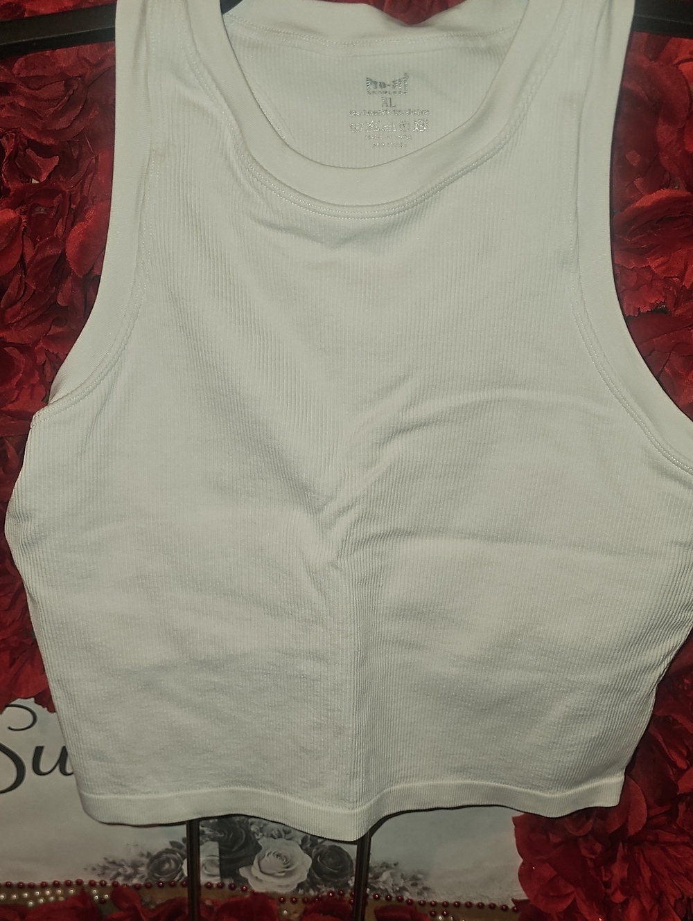Pro Fit White Ribbed Tank Crop Top Size Xlarge
